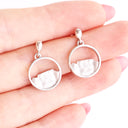 Silver Circular Table Mountain Earrings