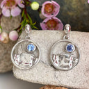 Silver Circular Table Mountain Earrings with Tanzanite Highlight