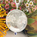Silver Double Rhino Africa Coin With Trilliant Tanzanite Detail Pendant