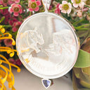 Silver Double Rhino Africa Coin With Trilliant Tanzanite Detail Pendant