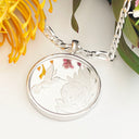 Silver Hummingbird and Protea Coin Pendant