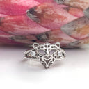 Silver leopard head ring