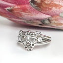 Silver leopard head ring
