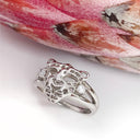 Silver leopard head ring