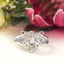 Silver Tanzanite leopard head ring