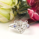 Silver Tanzanite leopard head ring