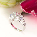 Silver Tanzanite leopard head ring