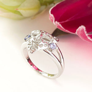 Silver Tanzanite leopard head ring