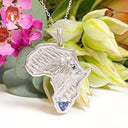 Silver Lion Tanzanite and black diamond Africa Pendant