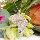 Silver Lion Tanzanite and black diamond Africa Pendant