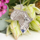Silver Lion Tanzanite and black diamond Africa Pendant