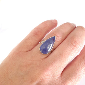 Silver Oval Cut Cabochon Tanzanite Silver Ring