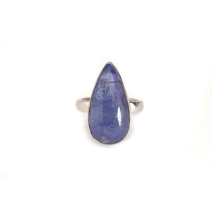 Silver Oval Cut Cabochon Tanzanite Silver Ring