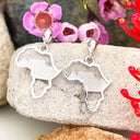 Silver Petite Matt Table Mountain In Africa Outline Earrings