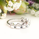 Silver paw and black diamond ring