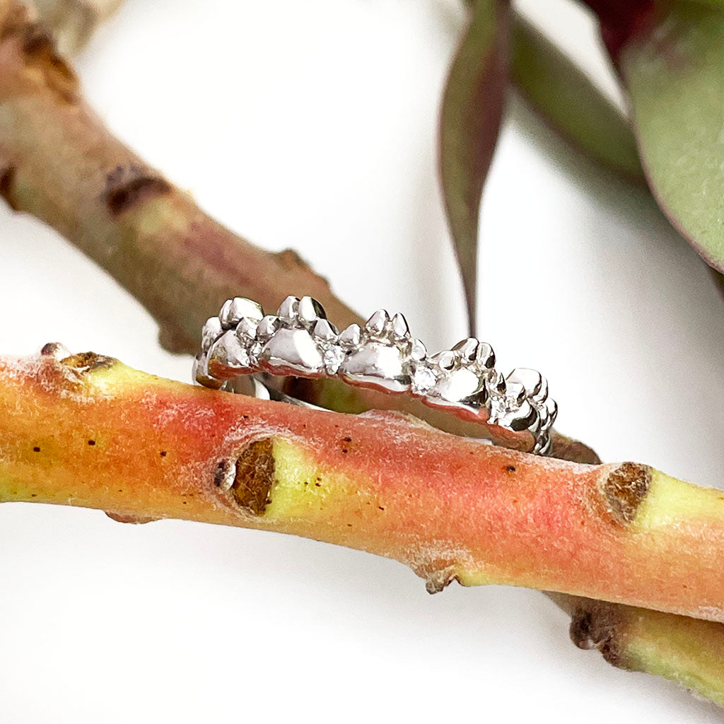 Silver paw print ring