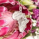 Black Diamond silver Africa map pendant