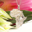 Black Diamond silver Africa map pendant