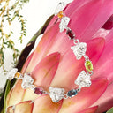 Silver Multi-gemstone rainbow leopard head bracelet cheetah bracelet