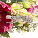 Silver Gorgeous Pouncing Big Cat Black Diamond Pendant