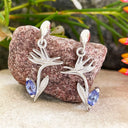 Silver Bird of Paradise Tanzanite Earrings