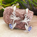 Silver Bird of Paradise Tanzanite Earrings