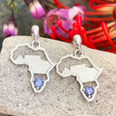 Tanzanite Table Mountain In Africa Map Silver Earrings