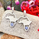 Tanzanite Table Mountain In Africa Map Silver Earrings