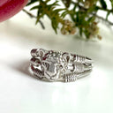 Silver Tribal Banded Leopard Head Ring