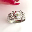 Silver Tribal Banded Leopard Head Ring