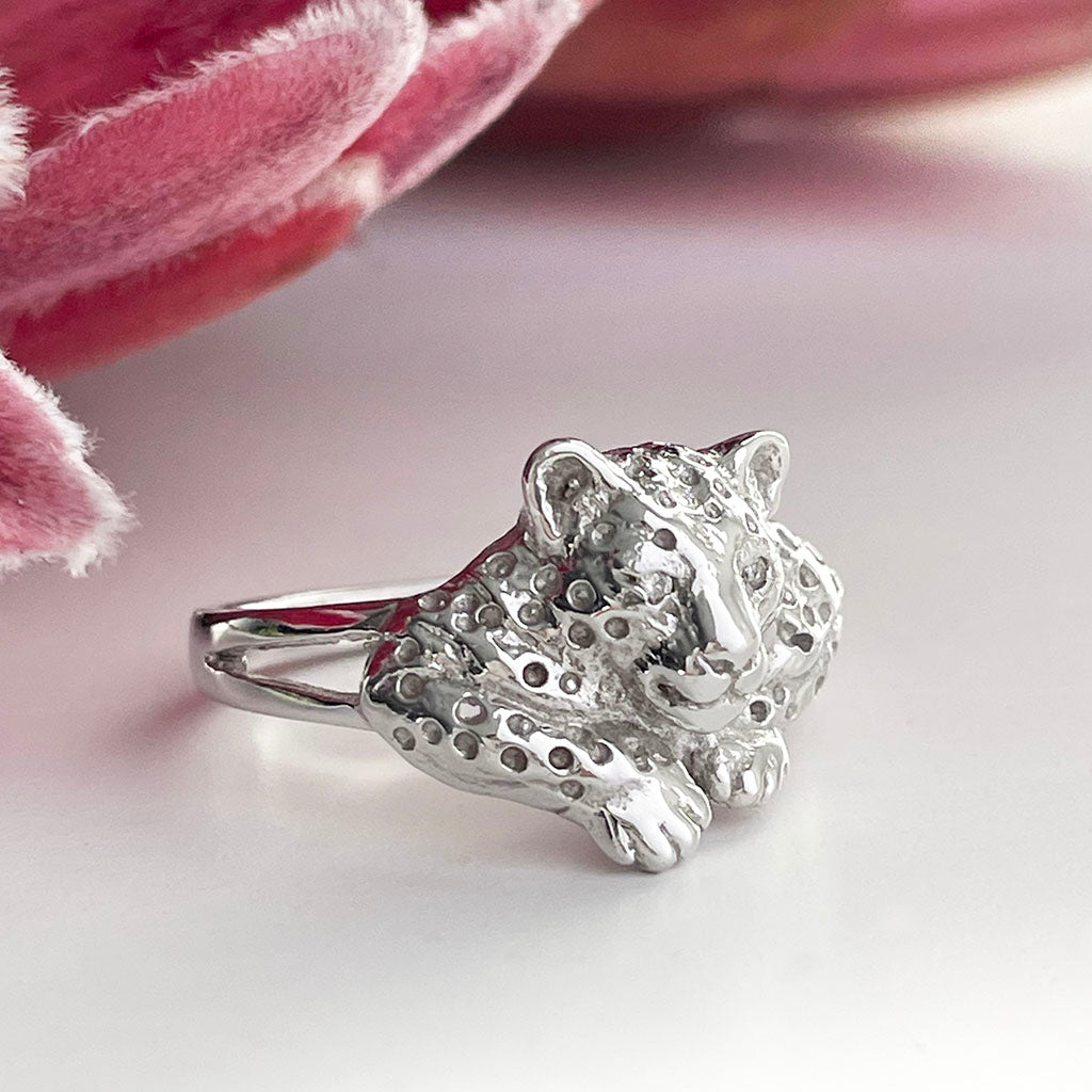 Silver Leopard Ring