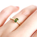 Simply Beautiful Solitaire Oval Cut Green Tourmaline Yellow Gold Ring