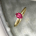 Simply Beautiful Solitaire Oval Cut Pink Tourmaline Yellow Gold Ring