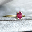 Simply Beautiful Solitaire Oval Cut Pink Tourmaline Yellow Gold Ring