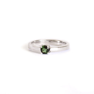 Simply Stylish Petite White Gold Round Tourmaline Solitaire Ring