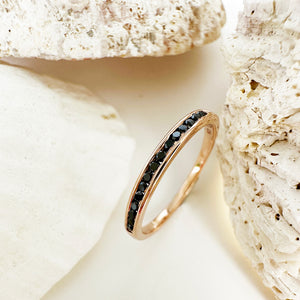 Sleek Channel Set Black Diamond Rose Gold Ring