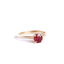 Sleek Yellow Gold Band Gallery Ruby Ring