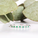 Slimline Emerald and Diamond White Gold Eternity Ring