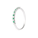 Slimline Emerald and Diamond White Gold Eternity Ring