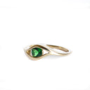 Slinky Split Band Round Tsavorite Yellow Gold Ring