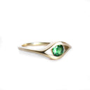 Slinky Split Band Round Tsavorite Yellow Gold Ring