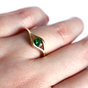 Slinky Split Band Round Tsavorite Yellow Gold Ring