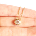 Solitaire Fire Bezel Set White Diamond Yellow Gold Pendant