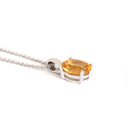 Solitaire Four Claw Oval Citrine White Gold Pendant