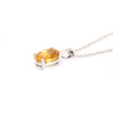 Solitaire Four Claw Oval Citrine White Gold Pendant