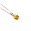 Solitaire Four Claw Oval Citrine White Gold Pendant