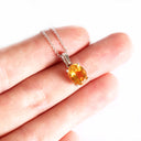 Solitaire Four Claw Oval Citrine White Gold Pendant