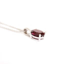 Solitaire Four Claw Oval Grape Garnet White Gold Pendant