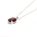 Solitaire Four Claw Oval Grape Garnet White Gold Pendant