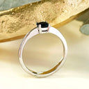 Solitaire blue sapphire white gold ring